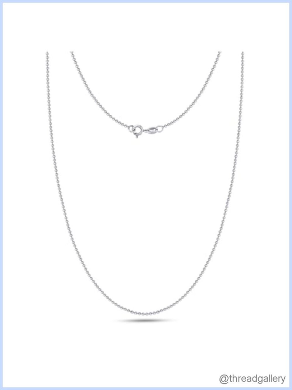 14K White Gold Over Sterling Silver Ball Chain Necklace 18" 1.2mm Unisex